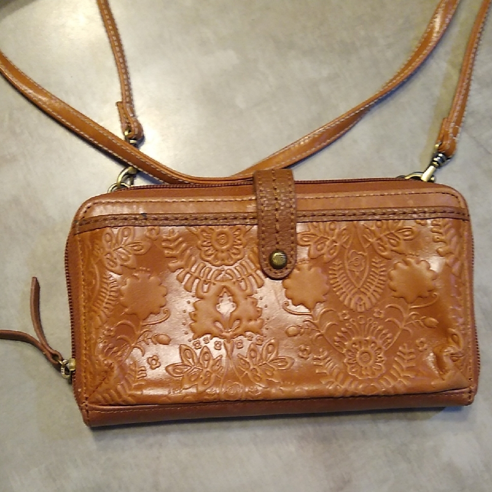 The Sak Tan Embossed Leather Crossbody Bag